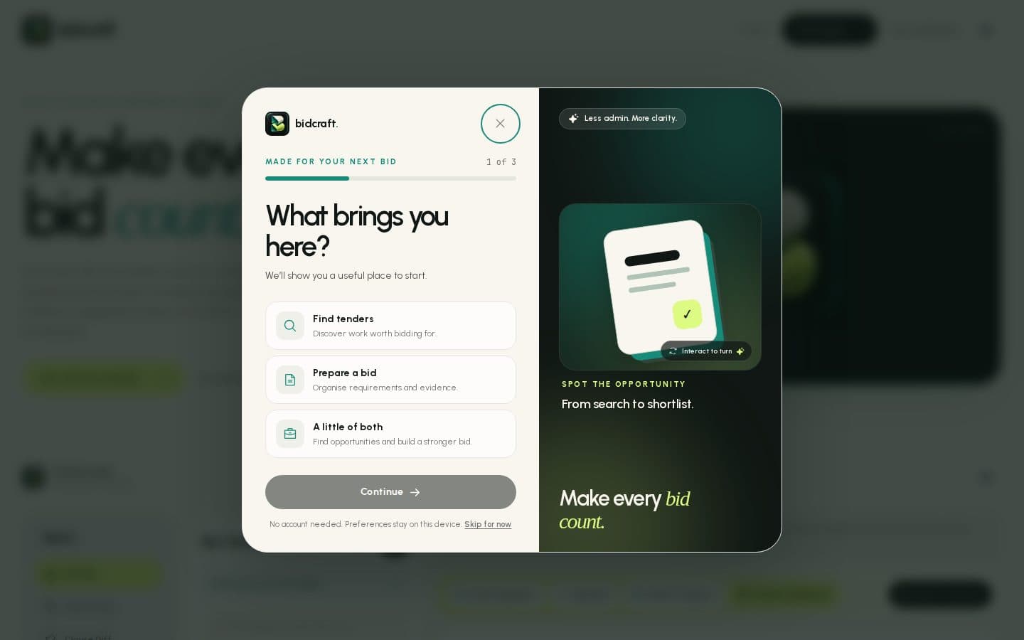 Bidcraft public website captured at a desktop viewport