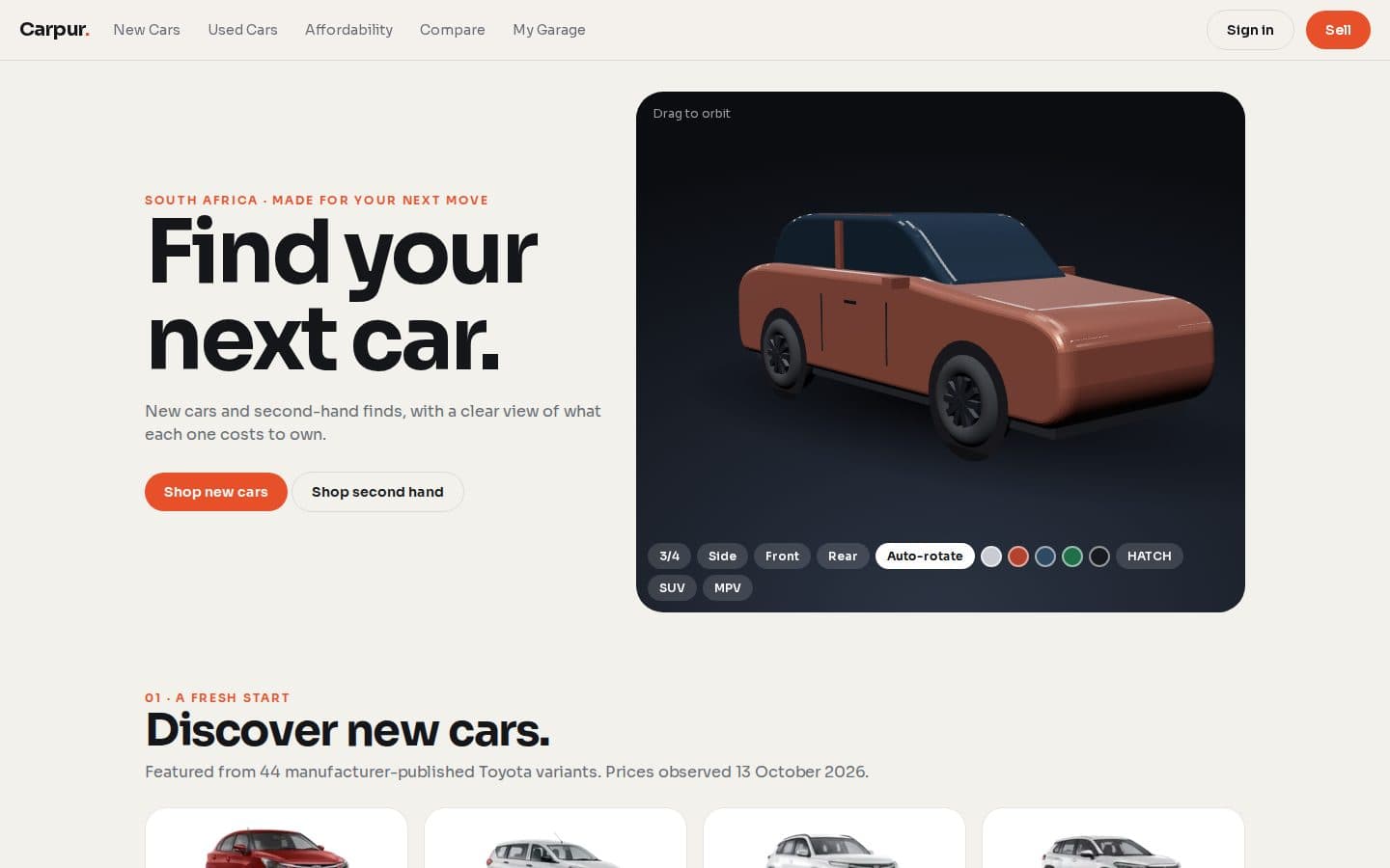 Carpur public website captured at a desktop viewport
