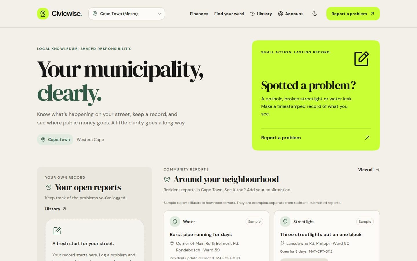 Civicwise public website captured at a desktop viewport