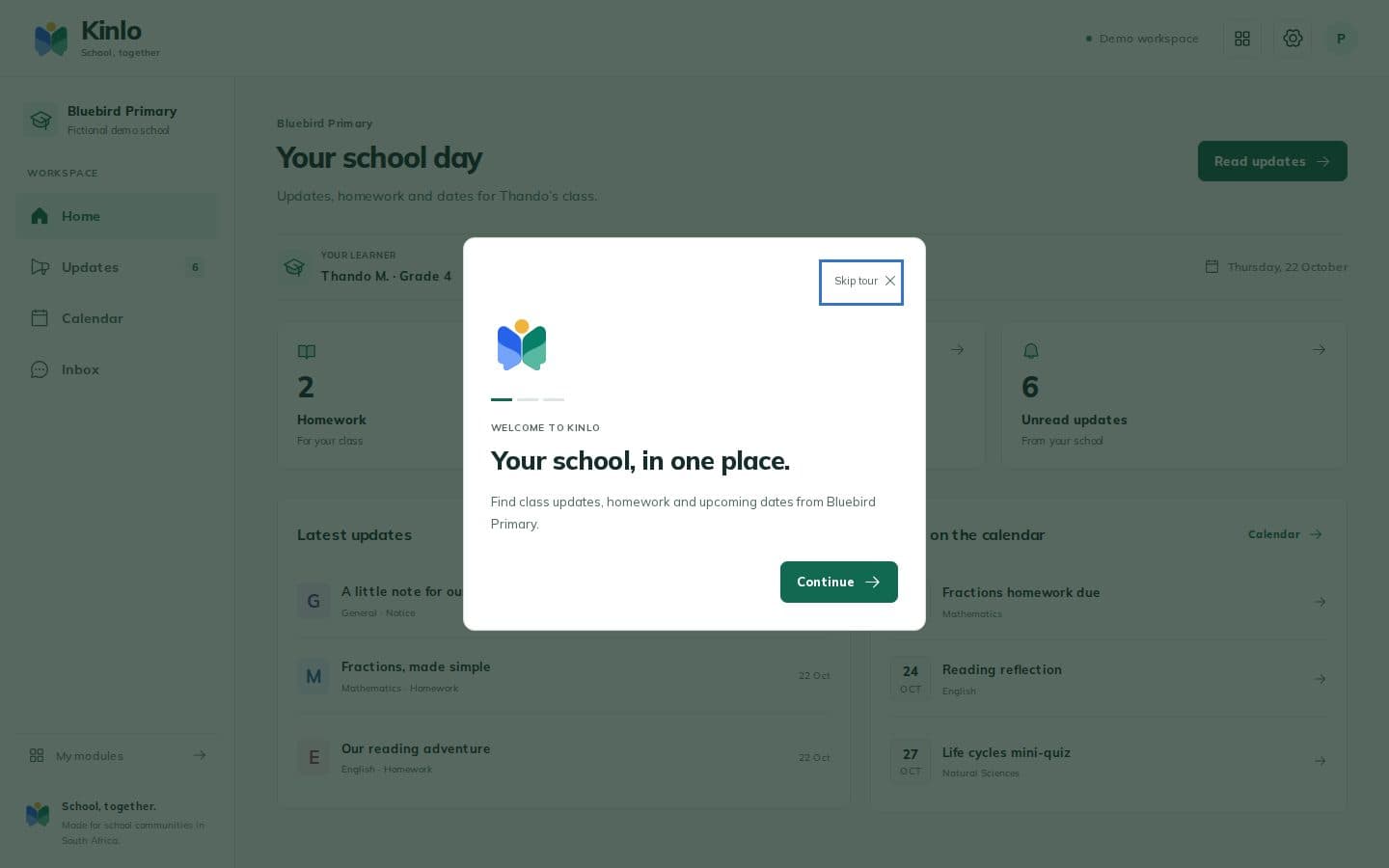 Kinlo public website captured at a desktop viewport
