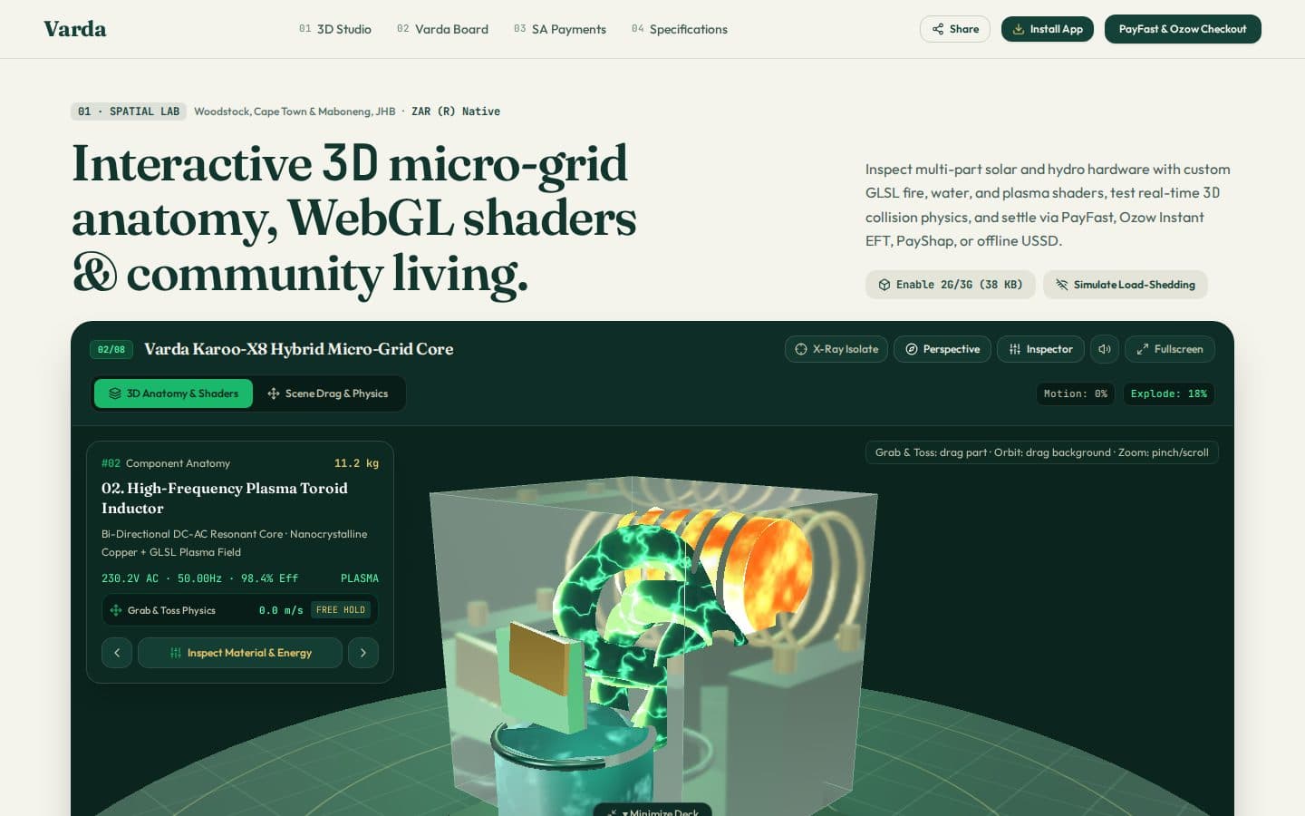 Varda public website captured at a desktop viewport